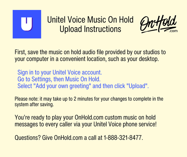 Unitel Voice Music On Hold Upload Instructions